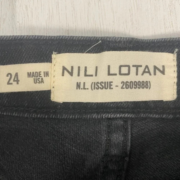 Nili Lotan Mid Rise Distressed Jeans Black Women's 24 Skinny - Picture 4 of 9